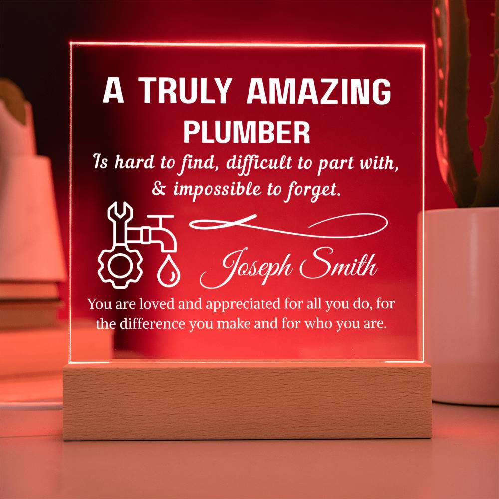 Plumber Gift Personalized LED Acrylic Plaque – Gift for Plumber Dad – view 4