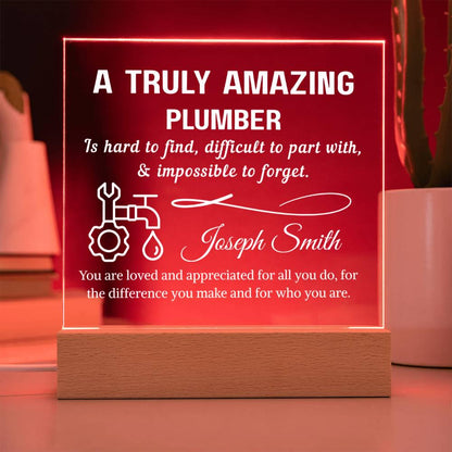 Plumber Gift Personalized LED Acrylic Plaque – Gift for Plumber Dad – view 4