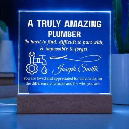 Plumber Gift Personalized LED Acrylic Plaque – Gift for Plumber Dad – view 2