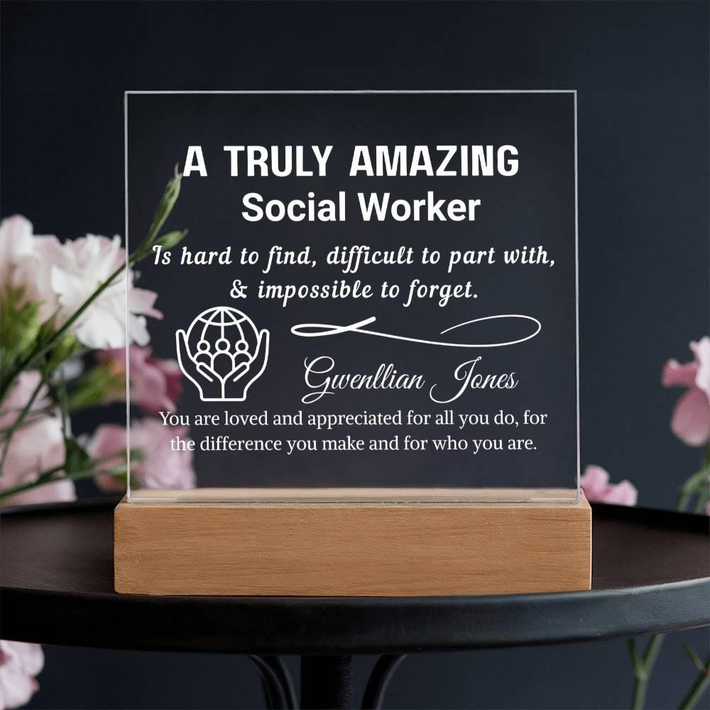 Social Worker Gift Personalized LED Acrylic Plaque – Week Gift – view 3