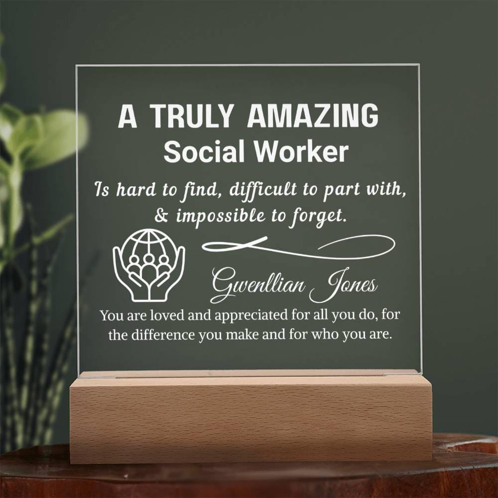 Social Worker Gift Personalized LED Acrylic Plaque – Week Gift – view 9