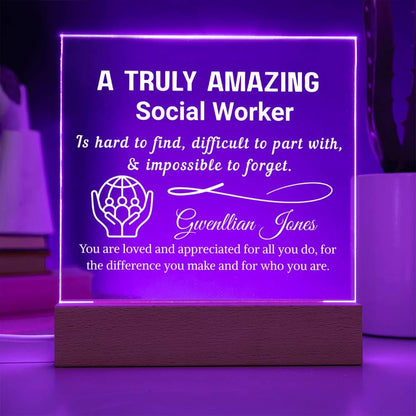 Social Worker Gift Personalized LED Acrylic Plaque – Week Gift – view 4