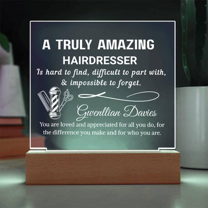 Hairdresser Gift Personalized LED Acrylic Plaque – Birthday Gift