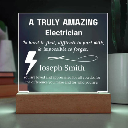 Electrician Gift Personalized LED Acrylic Plaque – Electric Grad