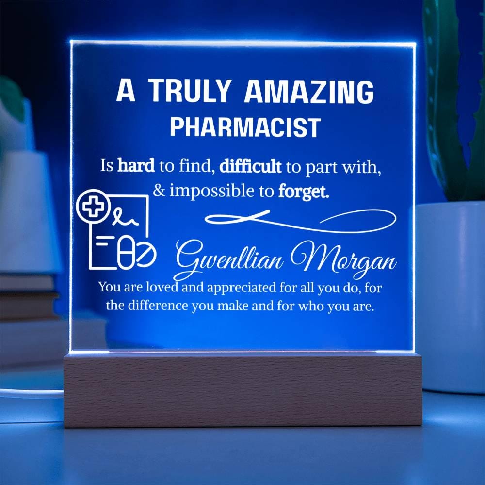 Pharmacist Gift Personalized LED Acrylic Plaque – New Pharmacist Gifts – view 3