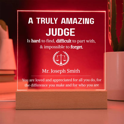 Judge Gift Personalized LED Acrylic Plaque – Birthday Gifts – view 3
