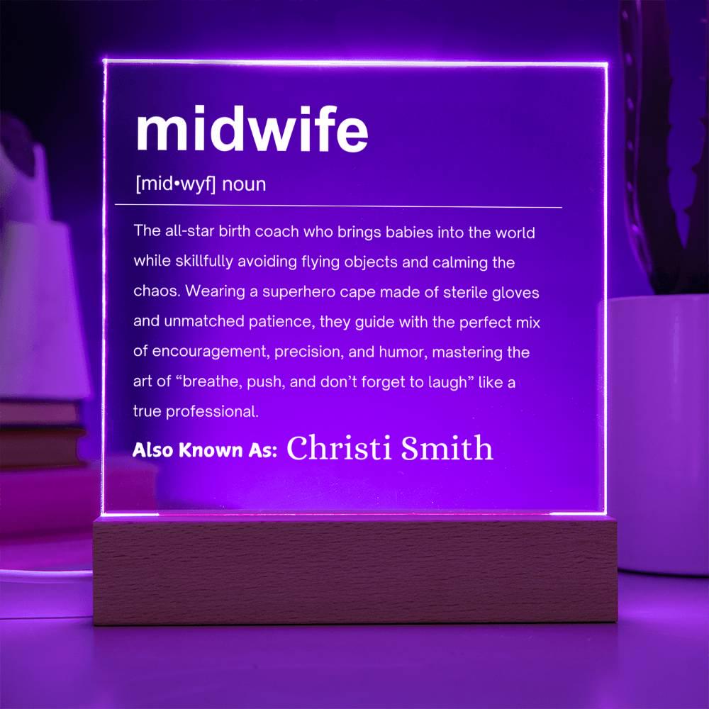 Midwife Definition Personalized LED Acrylic Plaque – Gift For Midwife – view 3