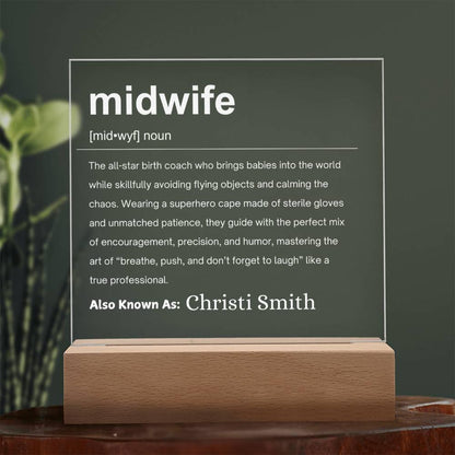 Midwife Definition Personalized LED Acrylic Plaque – Gift For Midwife – view 4