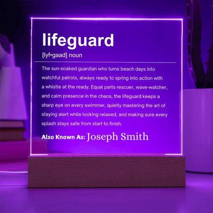 Lifeguard Gift Personalized LED Acrylic Plaque – Pool Lifeguard – view 3