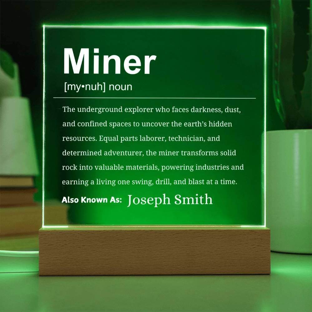 Miner Definition Personalized LED Acrylic Plaque – Gift for Coal Miner – view 9