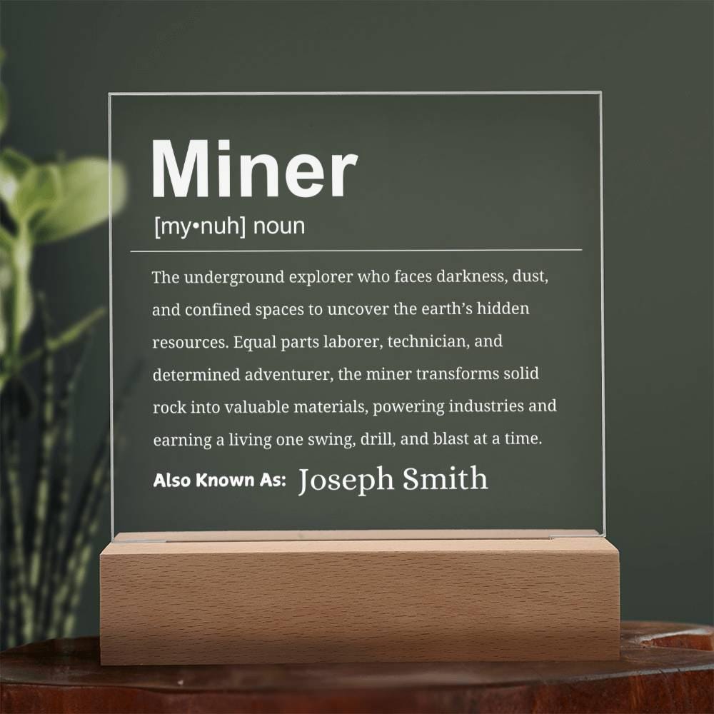 Miner Definition Personalized LED Acrylic Plaque – Gift for Coal Miner – view 8