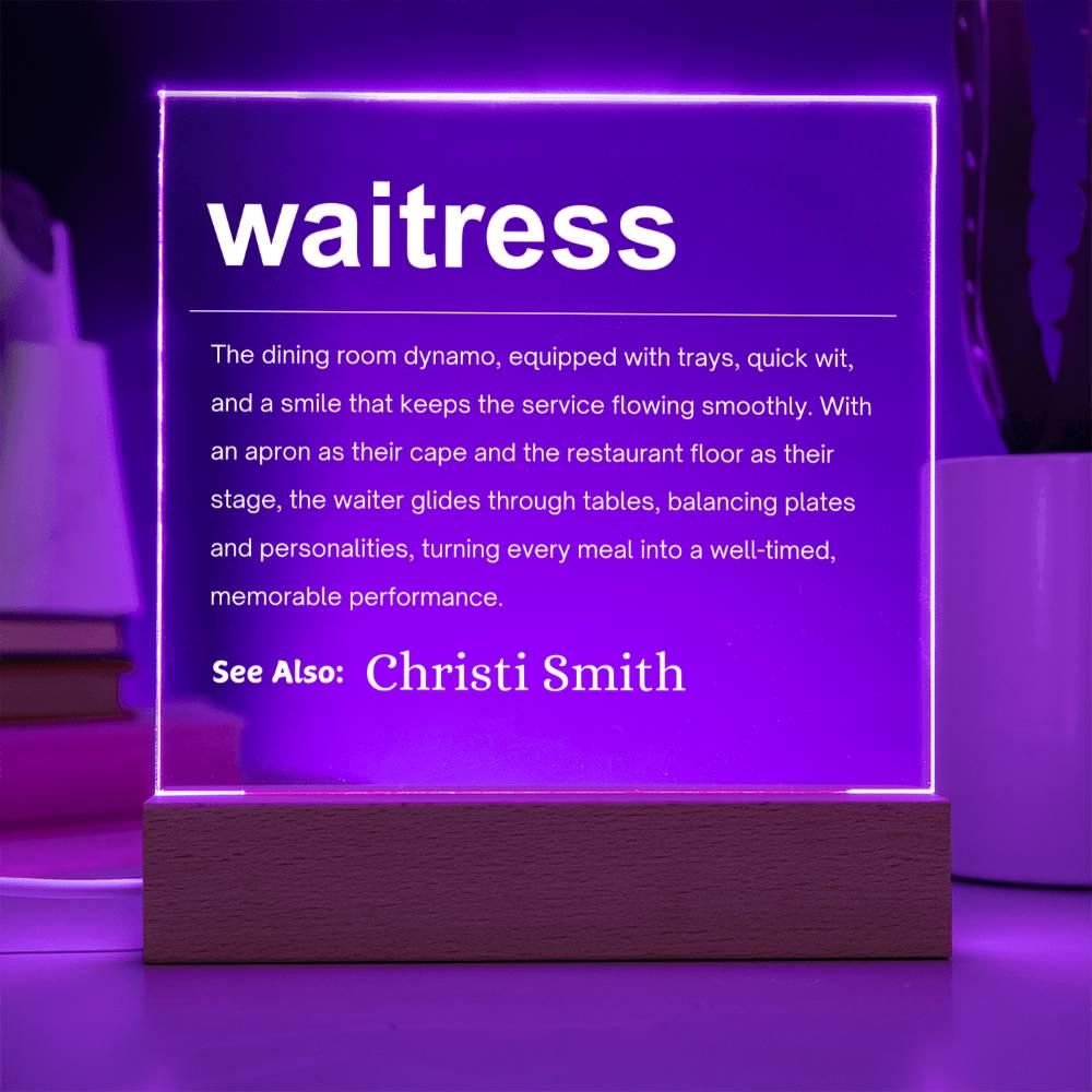 Waitress Gift Personalized LED Acrylic Plaque – Gift for Server – view 10