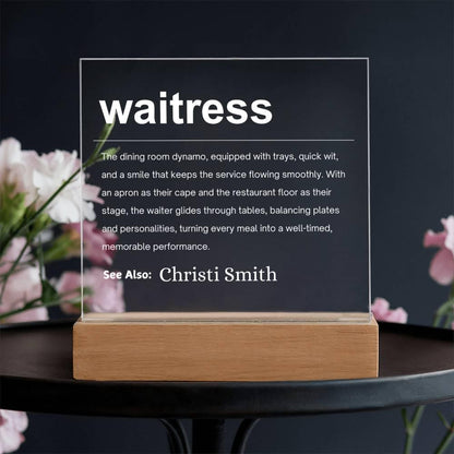 Waitress Gift Personalized LED Acrylic Plaque – Gift for Server – view 3