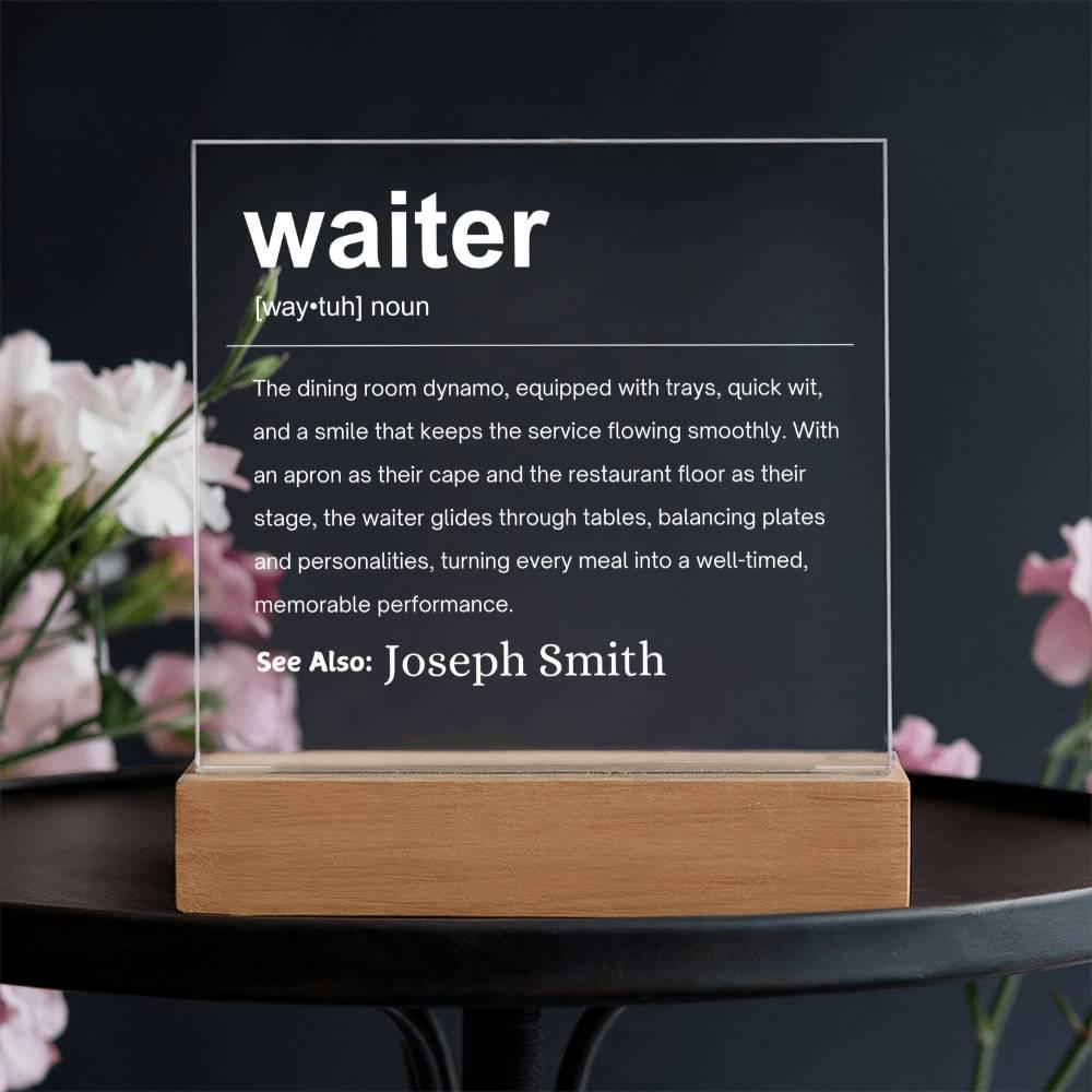 Waiter Gift Personalized LED Acrylic Plaque – Gift for Server – view 3