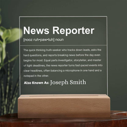 News Reporter Definition Personalized LED Acrylic Plaque – view 8