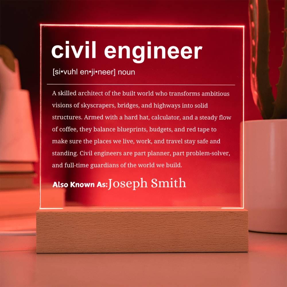 Civil Engineer Gift Personalized LED Acrylic Plaque – view 9