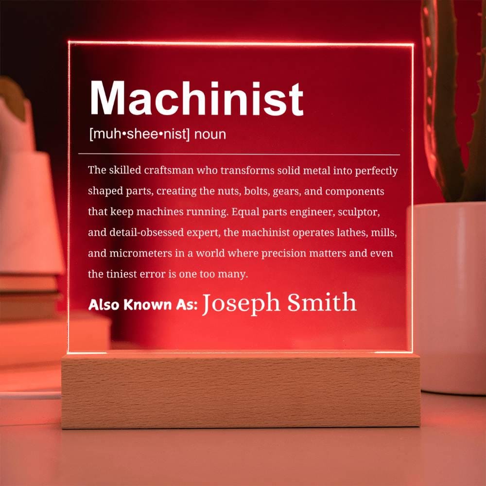 Machinist Gift Personalized LED Acrylic Plaque – Machinist Birthday – view 8