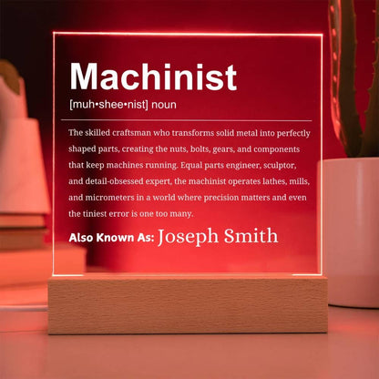 Machinist Gift Personalized LED Acrylic Plaque – Machinist Birthday – view 8