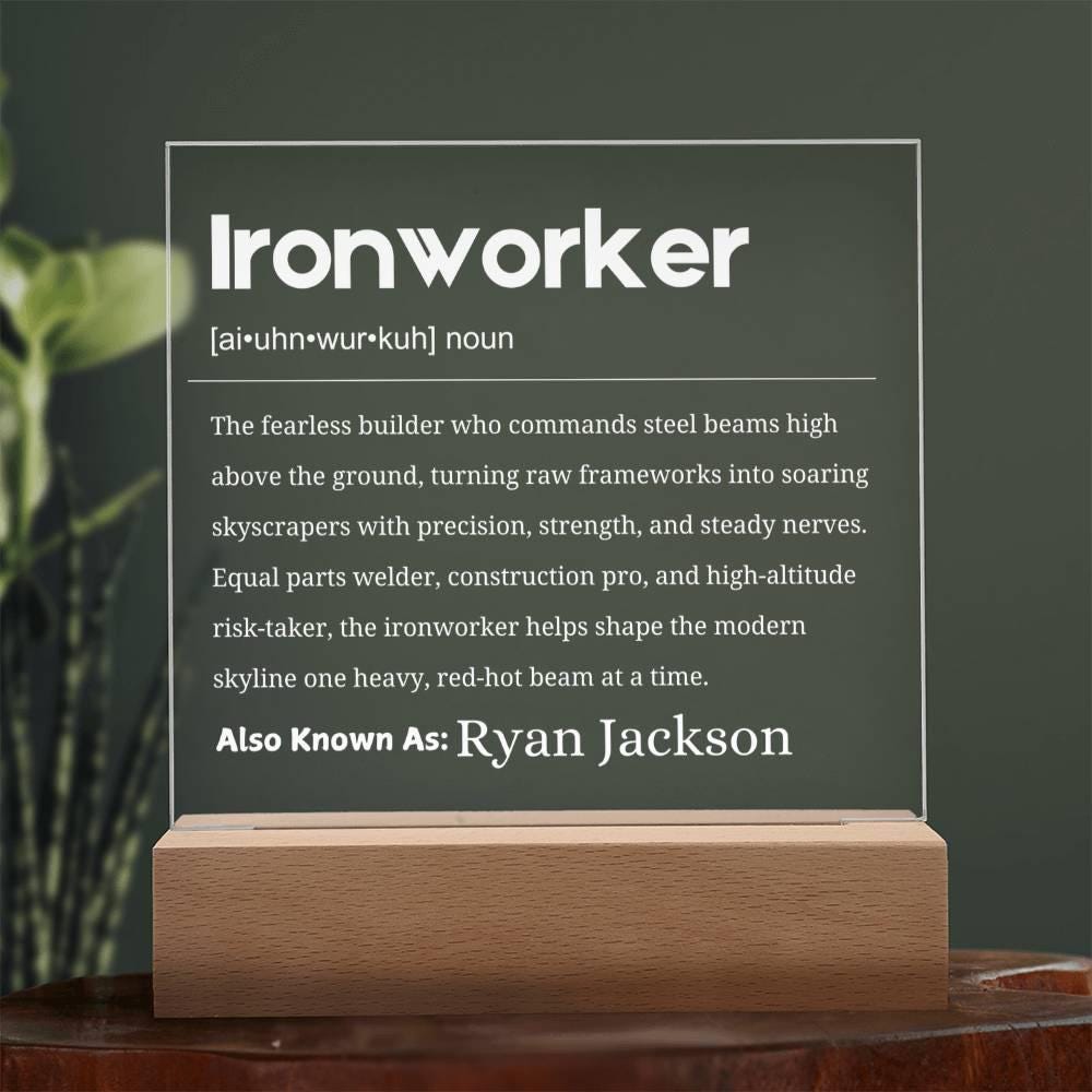 Ironworker Gift Personalized LED Acrylic Plaque – Union Ironworker – view 8