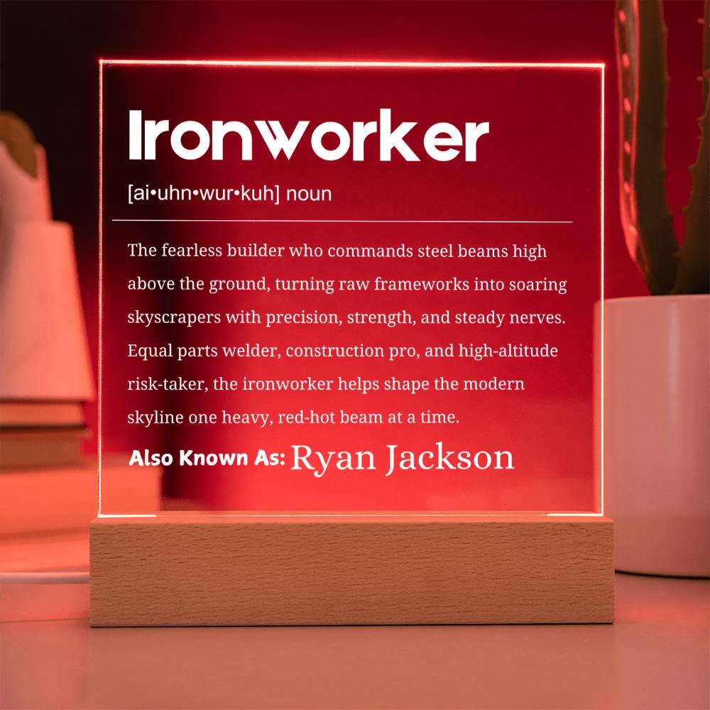 Ironworker Gift Personalized LED Acrylic Plaque – Union Ironworker – view 9