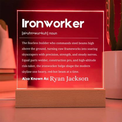 Ironworker Gift Personalized LED Acrylic Plaque – Union Ironworker – view 9