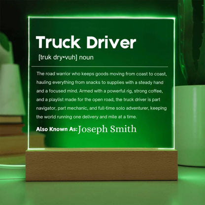 Truck Driver Gift Personalized LED Acrylic Plaque – Trucker Husband – view 4