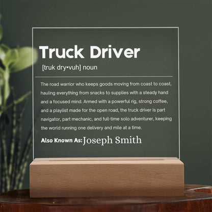 Truck Driver Gift Personalized LED Acrylic Plaque – Trucker Husband – view 2