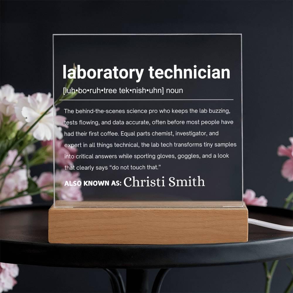 Laboratory Technician Gift Personalized LED Acrylic Plaque – view 4