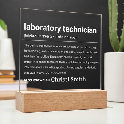 Laboratory Technician Gift Personalized LED Acrylic Plaque – view 2