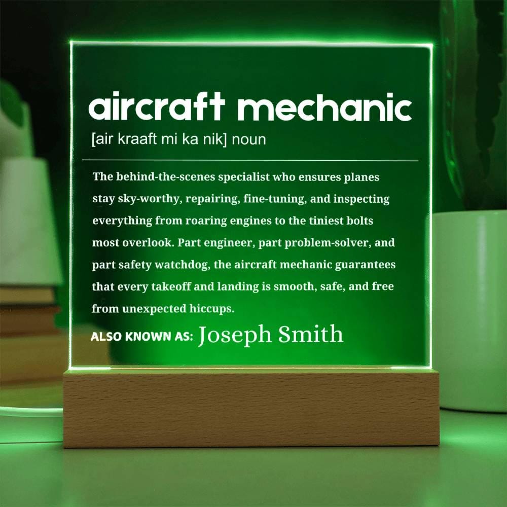 Aircraft Mechanic Gift Personalized LED Acrylic Plaque – view 9