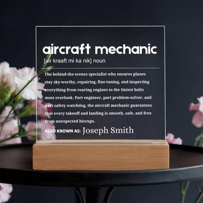 Aircraft Mechanic Gift Personalized LED Acrylic Plaque – view 3