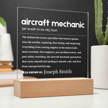 Aircraft Mechanic Gift Personalized LED Acrylic Plaque – view 8