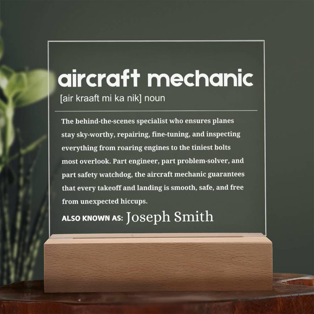 Aircraft Mechanic Gift Personalized LED Acrylic Plaque – view 5