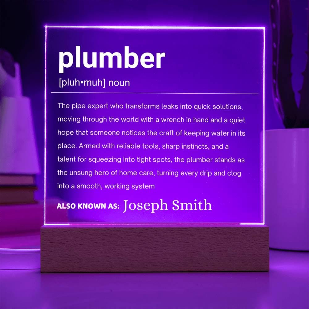 Plumber Gift Personalized LED Acrylic Plaque – Plumbing Graduation – view 10