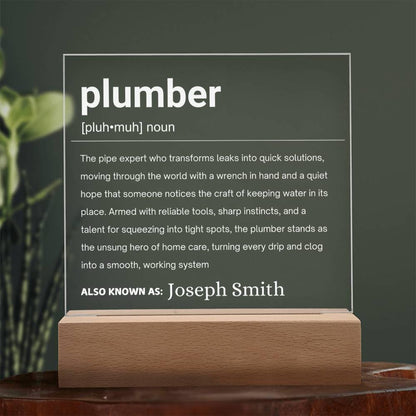 Plumber Gift Personalized LED Acrylic Plaque – Plumbing Graduation – view 6