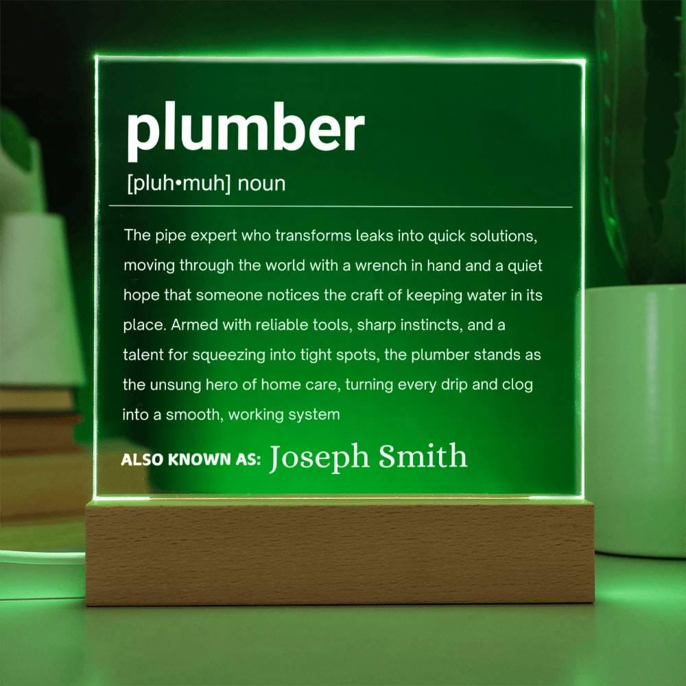 Plumber Gift Personalized LED Acrylic Plaque – Plumbing Graduation – view 8