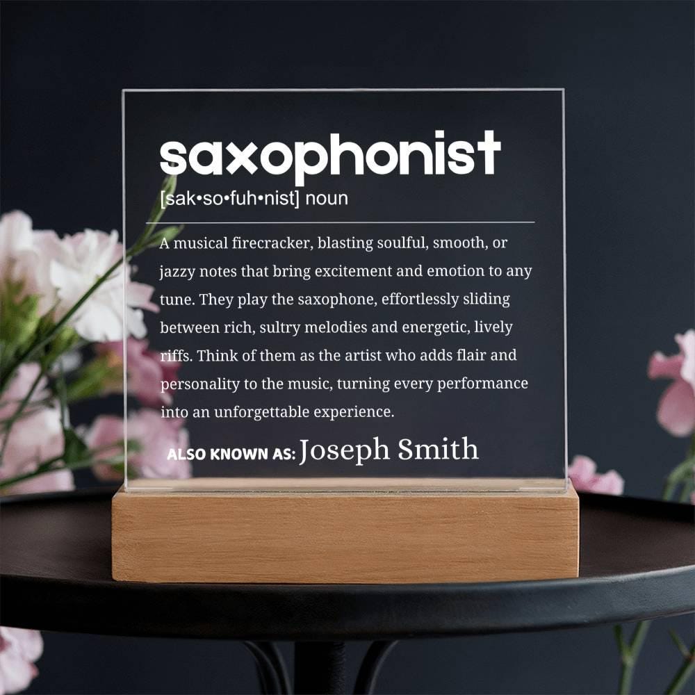 Saxophonists Definition Personalized LED Acrylic Plaque – view 3