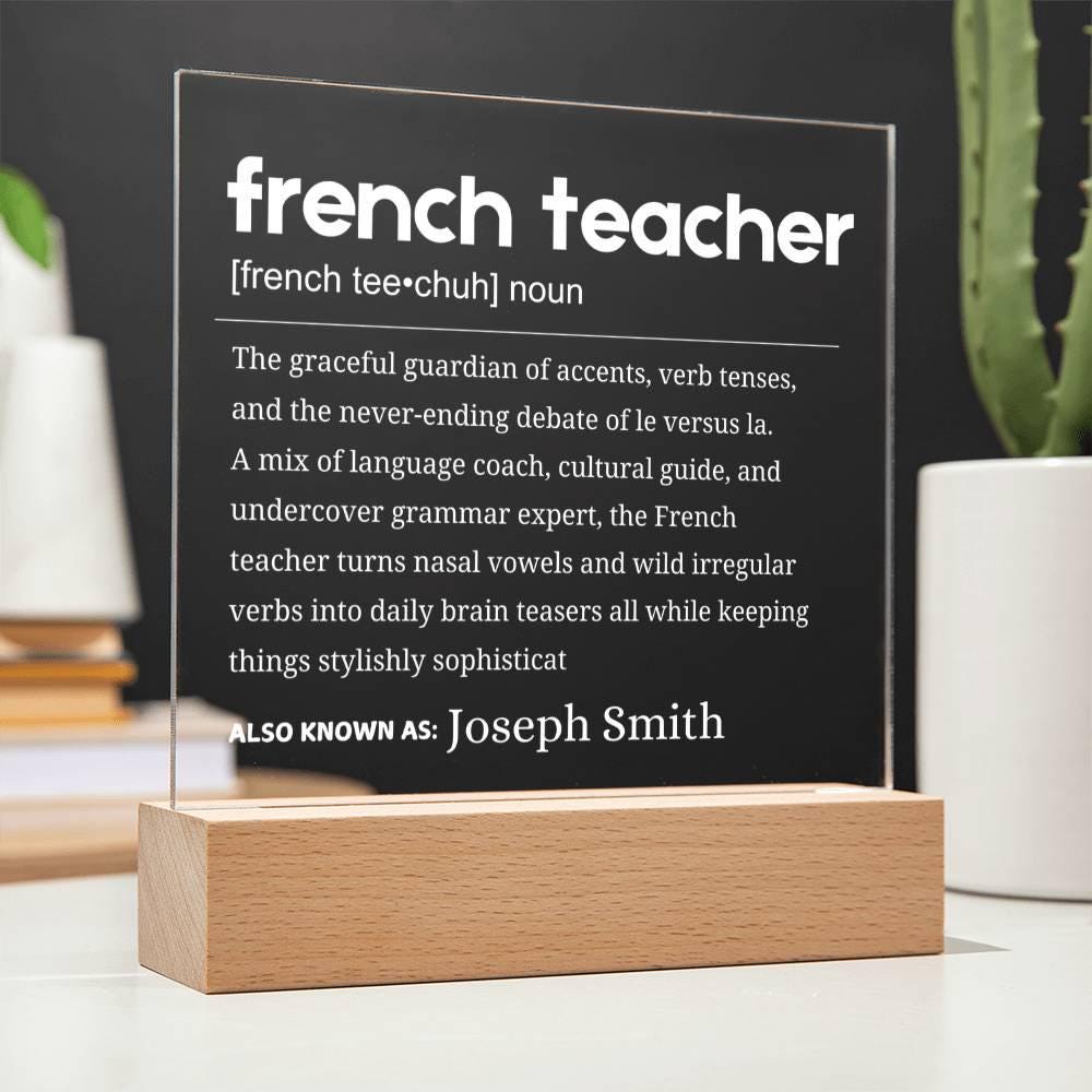 French Teacher Definition Gift Personalized LED Acrylic Plaque – view 9