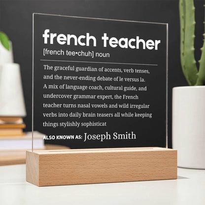 French Teacher Definition Gift Personalized LED Acrylic Plaque – view 9