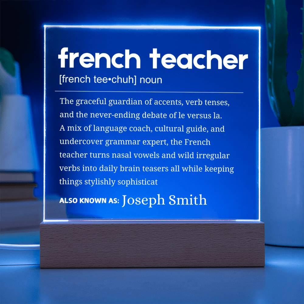 French Teacher Definition Gift Personalized LED Acrylic Plaque – view 4