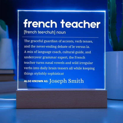 French Teacher Definition Gift Personalized LED Acrylic Plaque – view 4