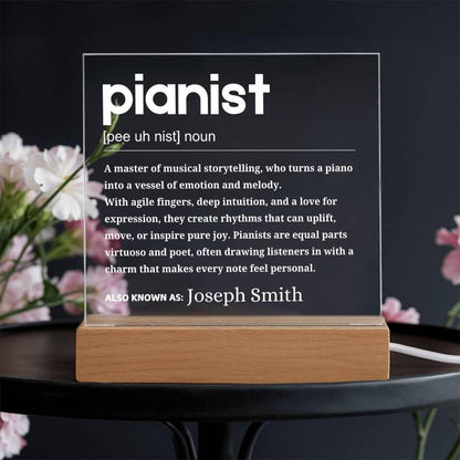 Pianists Definition Personalized LED Acrylic Plaque – Piano Lover – view 2