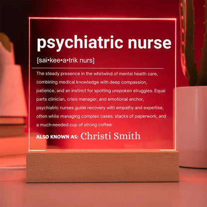 Psychiatric Nurse Gift Personalized LED Acrylic Plaque – view 6