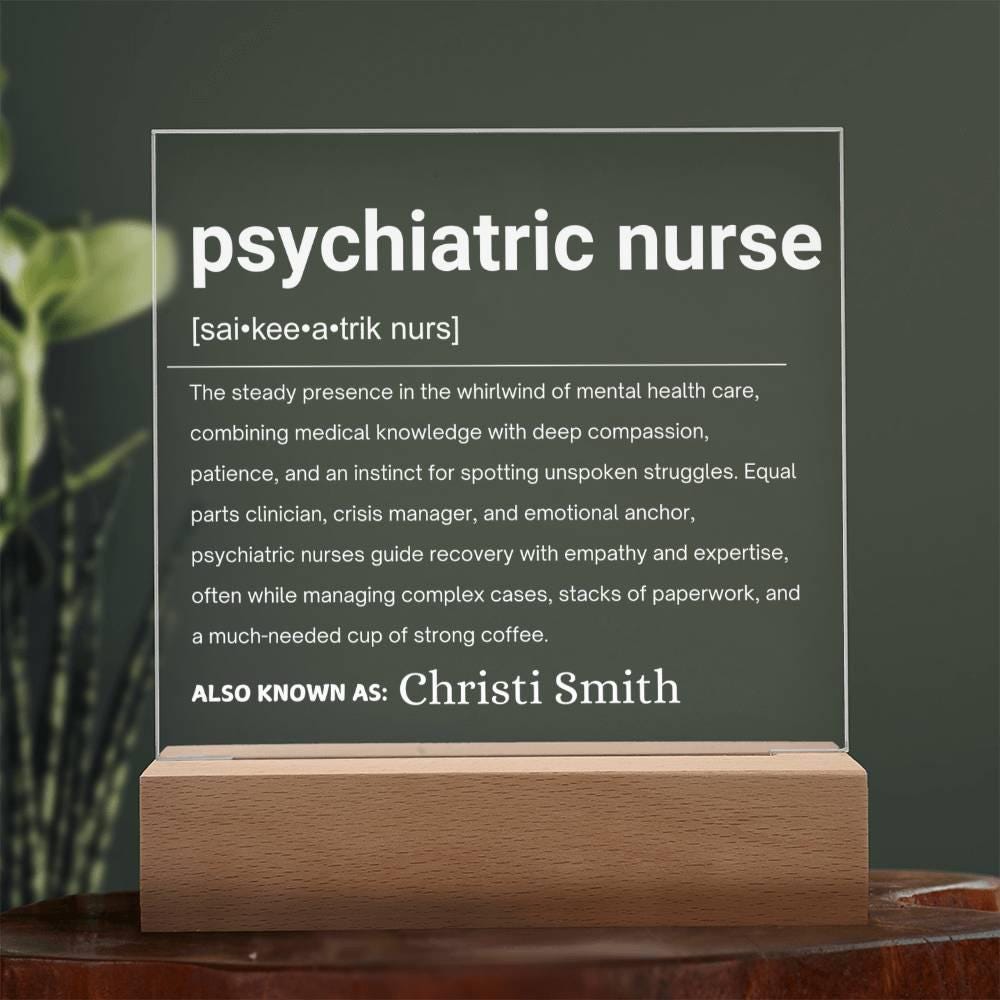 Psychiatric Nurse Gift Personalized LED Acrylic Plaque – view 3