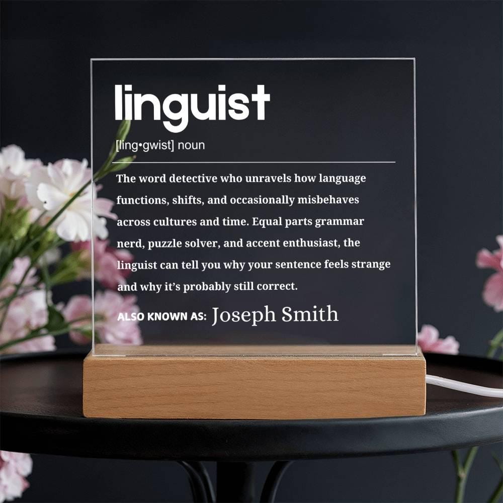 Linguist Gift Definition Personalized LED Acrylic Plaque – Graduation – view 4