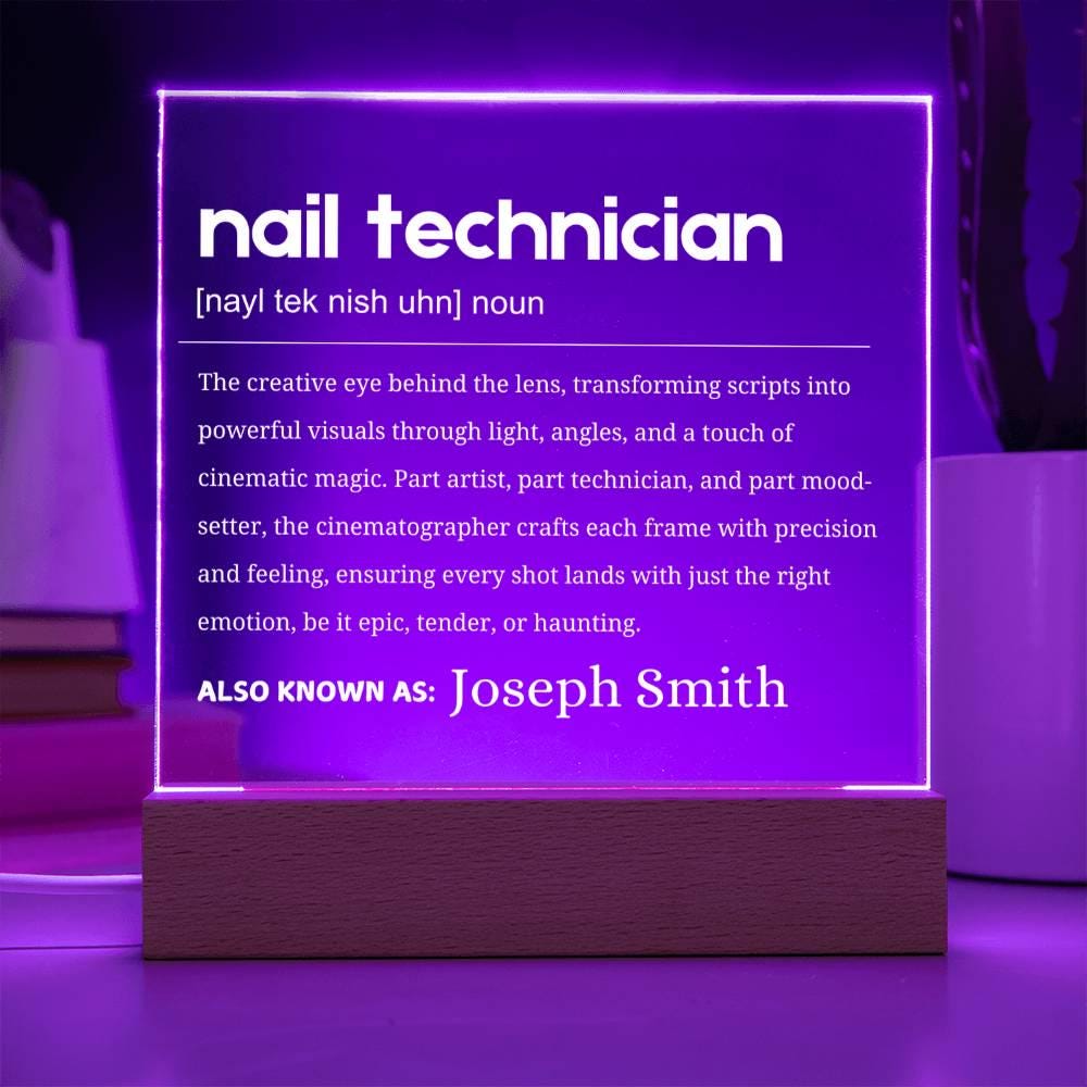 Nail Technician Gift Personalized LED Acrylic Plaque – view 2