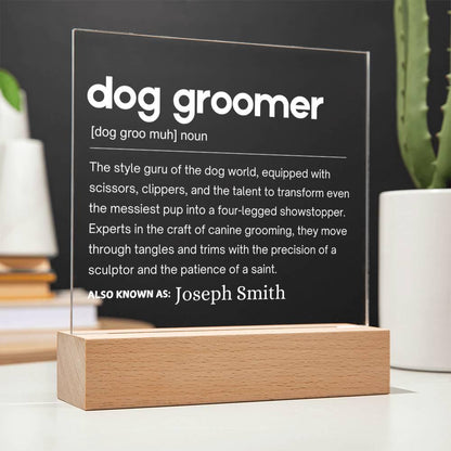 Dog Groomer Gift Personalized LED Acrylic Plaque – view 3