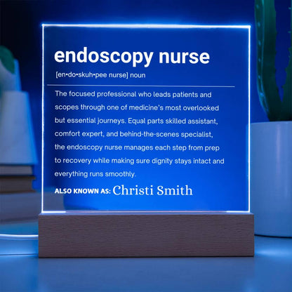 Endoscopy Nurse Gift Personalized LED Acrylic Plaque – GI Nurse – view 3
