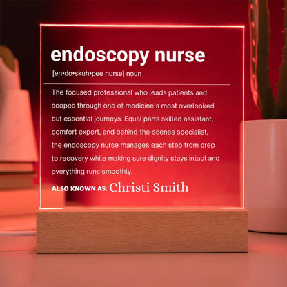 Endoscopy Nurse Gift Personalized LED Acrylic Plaque – GI Nurse – view 7