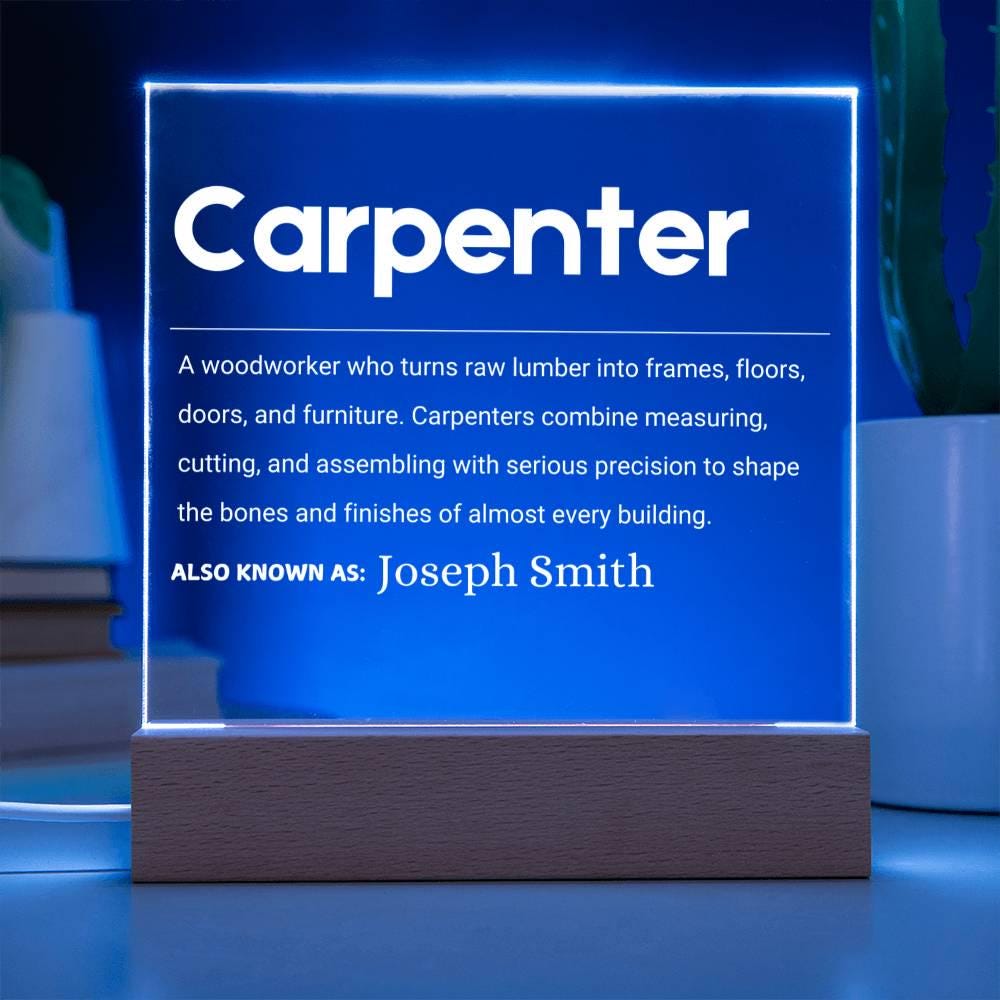 Carpenter Gift Personalized LED Acrylic Plaque – Woodworker Gift – view 3